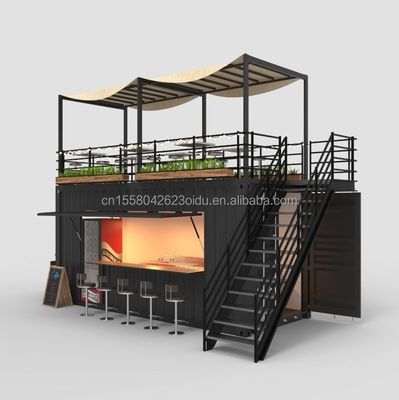 Contenedor café con cocina 20 pies marco de acero galvanizado acero curvado 180g Restaurante baño incluido