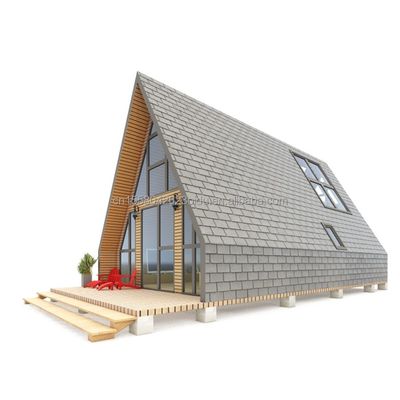 EU Baño Salón de estar Contenedor triangular de madera con puerta de panel de sándwich y estructura de tubos cuadrados de acero galvanizado