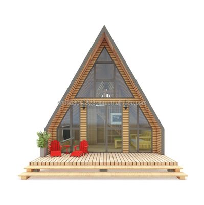 EU Baño Salón de estar Contenedor triangular de madera con puerta de panel de sándwich y estructura de tubos cuadrados de acero galvanizado