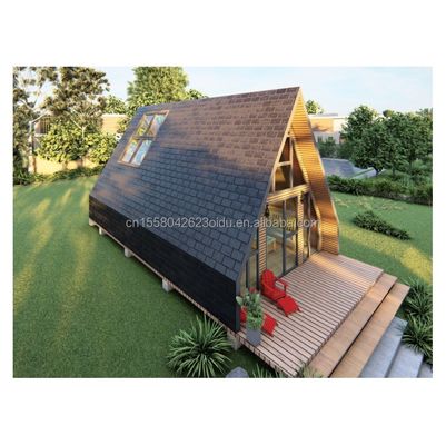 EU Baño Salón de estar Contenedor triangular de madera con puerta de panel de sándwich y estructura de tubos cuadrados de acero galvanizado