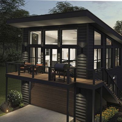 Tubos cuadrados de acero galvanizado 2 dormitorios Edificio exterior Prefabricado Casa de contenedores de envío para villa/jardín de patio caliente