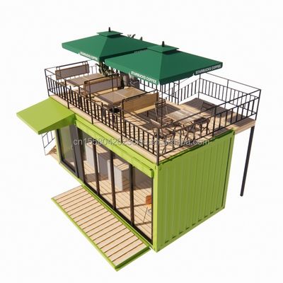 Baño 20 pies Quiosco portátil modificado Prefab Modular Cafetería Bar de contenedores de envío Casa pequeña en estilo de diseño moderno