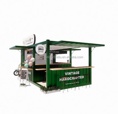 Cuadro de acero de 20 pies o 40 pies Extensible Mobile Coffee Bar Pop Up Container de envío Tienda con curvatura de acero galvanizado