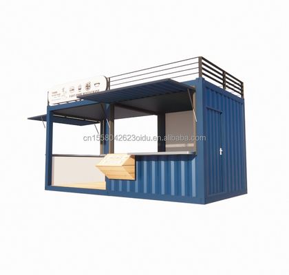 Cuadro de acero de 20 pies o 40 pies Extensible Mobile Coffee Bar Pop Up Container de envío Tienda con curvatura de acero galvanizado