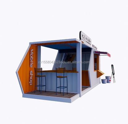 Cuadro de acero de 20 pies o 40 pies Extensible Mobile Coffee Bar Pop Up Container de envío Tienda con curvatura de acero galvanizado