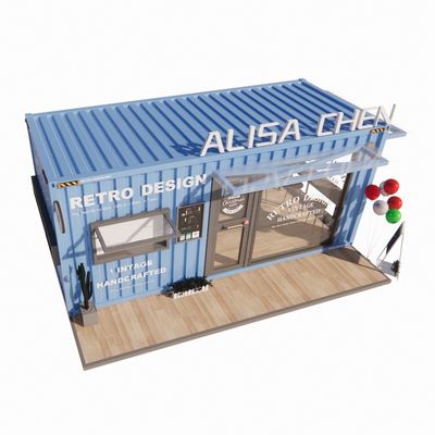 Tubos cuadrados de acero galvanizado Casas de contenedores 20 pies Quiosco portátil Modificado Prefab Modular Cafetería Bar de contenedores de envío