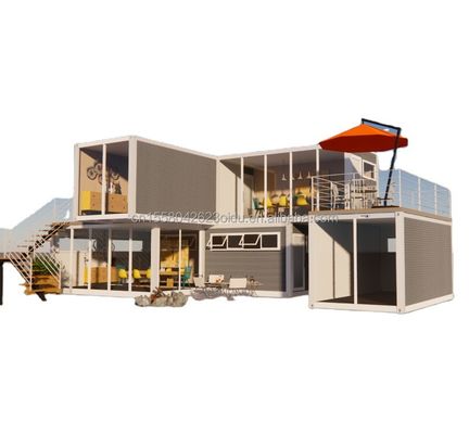 Hoteles Contenedores plegables prefabricados Tienda Con marco de acero Acero galvanizado Doblaje 180g Material