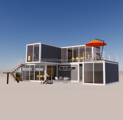 Hoteles Contenedores plegables prefabricados Tienda Con marco de acero Acero galvanizado Doblaje 180g Material