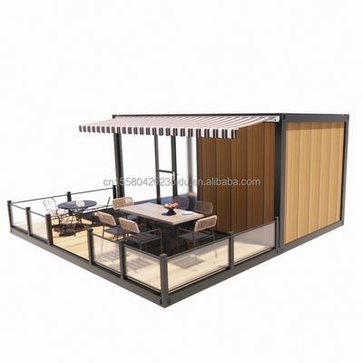 Tienda 20 pies Restaurante móvil y bar 10 pies 20 pies Contenedor de envío de madera cocina acero galvanizado flexión 180g marco de acero