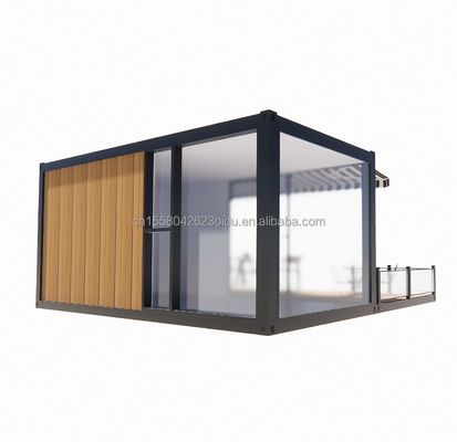 Tienda 20 pies Restaurante móvil y bar 10 pies 20 pies Contenedor de envío de madera cocina acero galvanizado flexión 180g marco de acero