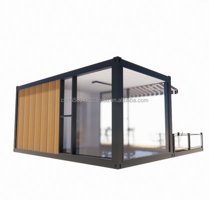 Tienda 20 pies Restaurante móvil y bar 10 pies 20 pies Contenedor de envío de madera cocina acero galvanizado flexión 180g marco de acero