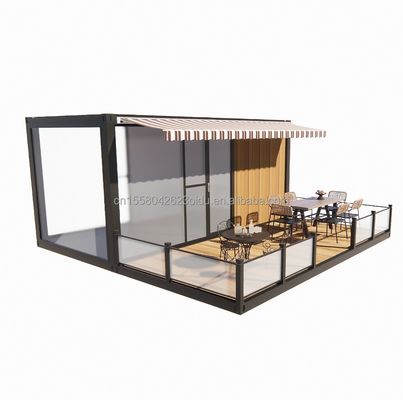 Tienda 20 pies Restaurante móvil y bar 10 pies 20 pies Contenedor de envío de madera cocina acero galvanizado flexión 180g marco de acero
