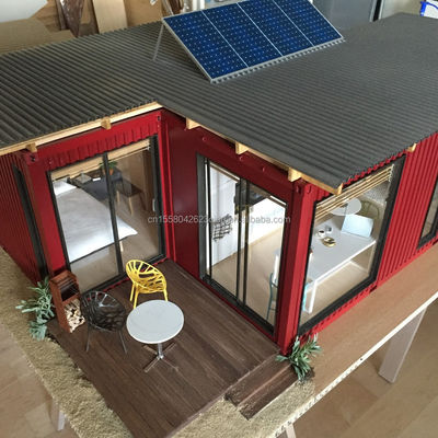 Dos/Tres dormitorios Un baño Tubos cuadrados de acero galvanizado Casas prefabricadas plegables de lujo para la familia del jardín
