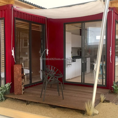 Dos/Tres dormitorios Un baño Tubos cuadrados de acero galvanizado Casas prefabricadas plegables de lujo para la familia del jardín