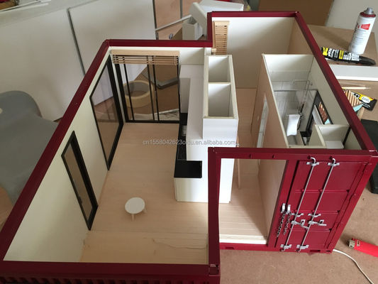 Dos/Tres dormitorios Un baño Tubos cuadrados de acero galvanizado Casas prefabricadas plegables de lujo para la familia del jardín