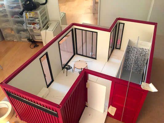 Dos/Tres dormitorios Un baño Tubos cuadrados de acero galvanizado Casas prefabricadas plegables de lujo para la familia del jardín