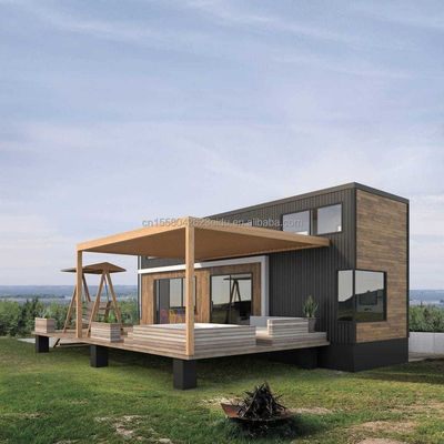 Casas de contenedores de troncos ampliables personalizadas de dos o tres dormitorios Casa familiar de madera prefabricada de lujo