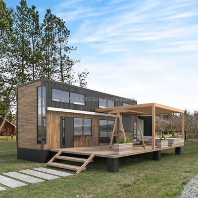 Casas de contenedores de troncos ampliables personalizadas de dos o tres dormitorios Casa familiar de madera prefabricada de lujo