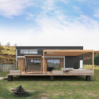 Casas de contenedores de troncos ampliables personalizadas de dos o tres dormitorios Casa familiar de madera prefabricada de lujo