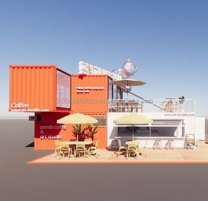 20ft Deluxe Container Store Gran piso de vidrio Casa pequeña Cabañas personalizadas Villas con 50/75/100mm Wave Sandwich Panel Paredes