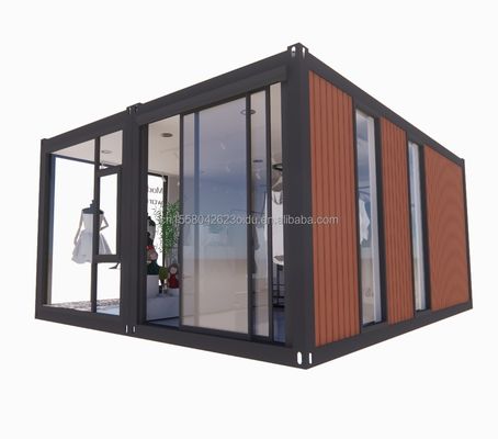 Contenedor plegable prefabricado de 20 pies Casa con 50/75/100 mm de paneles de sándwich de onda Paredes plegables plegables Casa pequeña