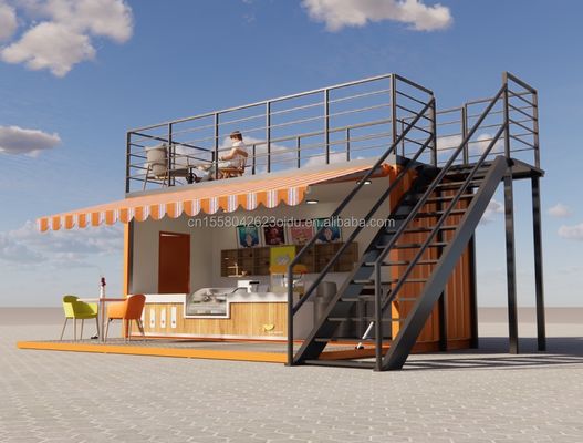 Contenedor de envío prefabricado modificado de 20 pies ideal para cafetería pop up Restaurante Contenedor móvil Bar y baño