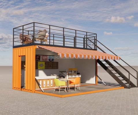 Contenedor de envío prefabricado modificado de 20 pies ideal para cafetería pop up Restaurante Contenedor móvil Bar y baño
