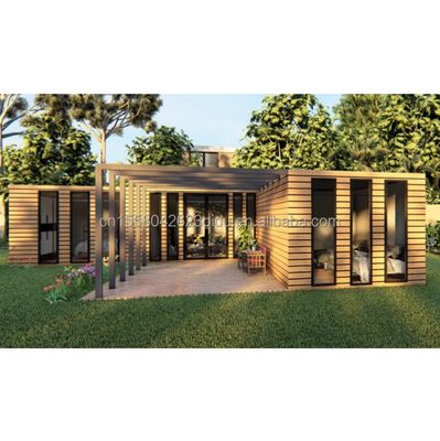 Casa de contenedores de madera mejor diseño de la UE de madera de vidrio de grano 20ft 40ft Prefab Casa de lujo contenedor Casa de prefab casas modernas