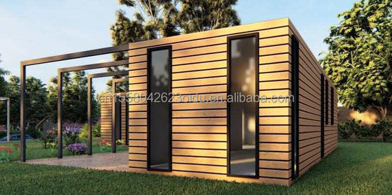 Casa de contenedores de madera mejor diseño de la UE de madera de vidrio de grano 20ft 40ft Prefab Casa de lujo contenedor Casa de prefab casas modernas