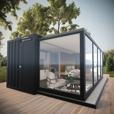 Contenedor de oficina plegable portátil moderno Cabina de alojamiento Prefab 20 pies Casa de contenedores con ventanas de aleación de aluminio