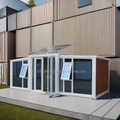 Casa de contenedores prefabricada plegable de 20 pies totalmente equipada con 2 dormitorios Ventanas de aleación de aluminio