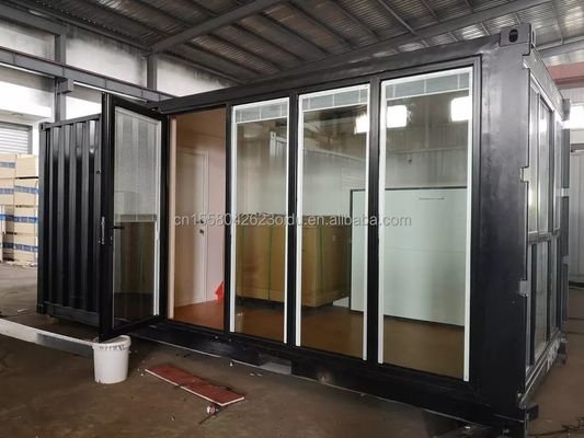 Casa de cabina de contenedores plegables portátiles de 20 pies con color personalizado y tubos cuadrados de acero galvanizado