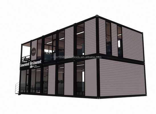 Casa de contenedores de vivienda modular de 20 pies con ventanas de aleación de aluminio para sitio de construcción