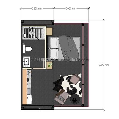Hotel Contenedor de envío totalmente amueblado Casa de estilo moderno Casa prefabricada con marco de acero y flexión de acero galvanizado