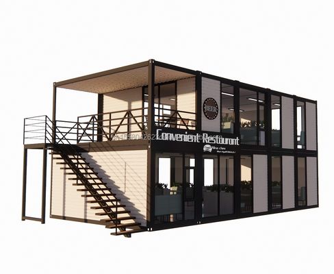Casa de contenedores de vivienda modular de 20 pies con ventanas de aleación de aluminio para sitio de construcción
