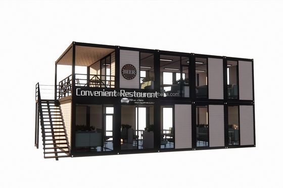 Casa de contenedores de vivienda modular de 20 pies con ventanas de aleación de aluminio para sitio de construcción