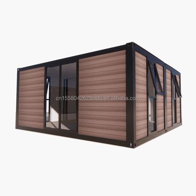 Contenedor de embalaje plano Oficina de jardín prefabricada de metal y madera con tubos cuadrados de acero galvanizado