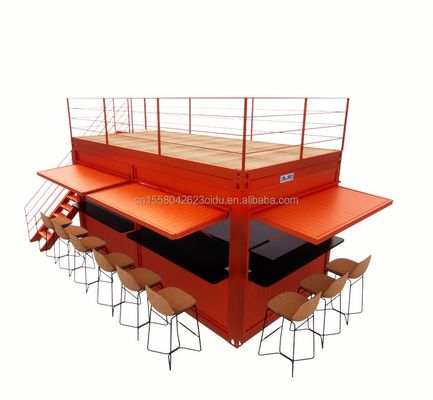 Envasado plano a medida de 20 pies Instalación rápida Contenedor de madera Casa prefabricada Bar de jardín con tubos cuadrados de acero galvanizado