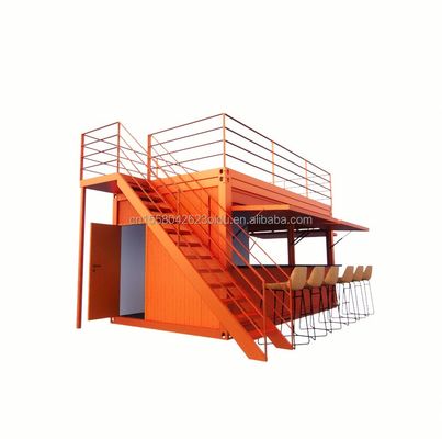 Envasado plano a medida de 20 pies Instalación rápida Contenedor de madera Casa prefabricada Bar de jardín con tubos cuadrados de acero galvanizado