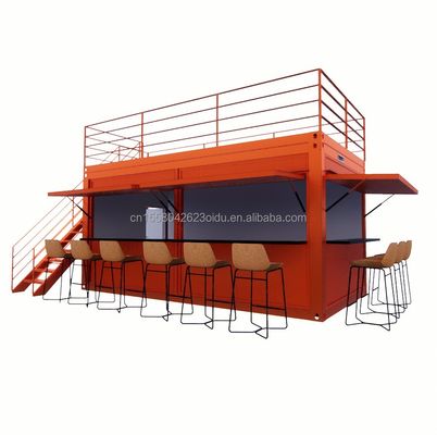 Envasado plano a medida de 20 pies Instalación rápida Contenedor de madera Casa prefabricada Bar de jardín con tubos cuadrados de acero galvanizado
