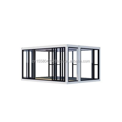 Color personalizado Contenedor de 20 pies Salón de exposiciones de automóviles Casa prefabricada Plegable de aleación de aluminio Vidrio templado Tienda móvil