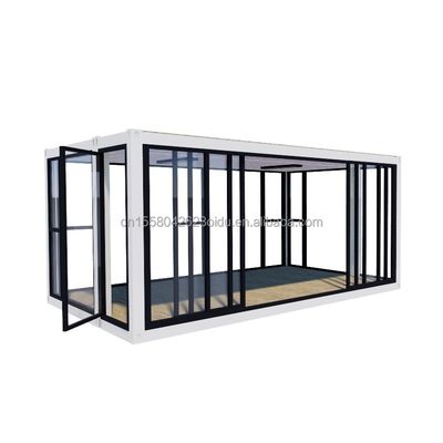 Color personalizado Contenedor de 20 pies Salón de exposiciones de automóviles Casa prefabricada Plegable de aleación de aluminio Vidrio templado Tienda móvil