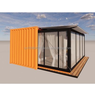 Pared 50/75/100mm Panel de sándwich de onda de lujo Modular portátil Casa de contenedores prefabricada con inodoro Diseño de hotel moderno