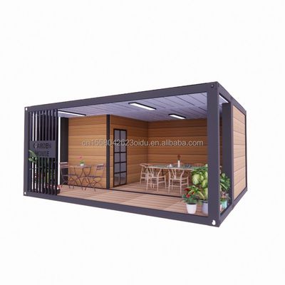 Color personalizado Casa de madera de 20 pies con lujoso jardín Estudio Contenedor de paquete plano y materiales de barra móvil utilizados