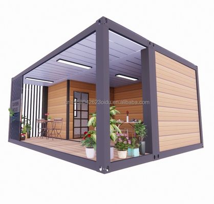 Color personalizado Casa de madera de 20 pies con lujoso jardín Estudio Contenedor de paquete plano y materiales de barra móvil utilizados