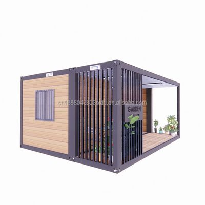 Color personalizado Casa de madera de 20 pies con lujoso jardín Estudio Contenedor de paquete plano y materiales de barra móvil utilizados
