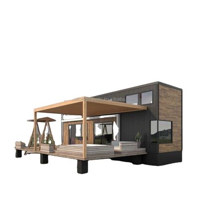 Diseño moderno Casa de contenedores de madera prefabricada Oficina expandible con marco de acero y acero galvanizado 180g