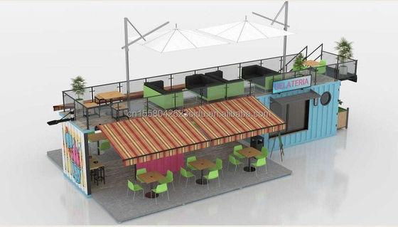 50/75/100mm Panel de sándwich de onda Pared 20ft 40ft Contenedor plegable Café Restaurante Contenedor de envío Bar Café con cocina