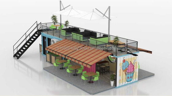 50/75/100mm Panel de sándwich de onda Pared 20ft 40ft Contenedor plegable Café Restaurante Contenedor de envío Bar Café con cocina