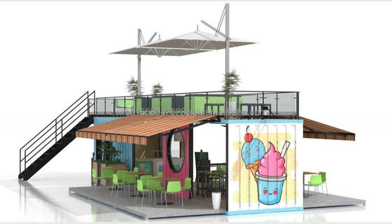 50/75/100mm Panel de sándwich de onda Pared 20ft 40ft Contenedor plegable Café Restaurante Contenedor de envío Bar Café con cocina
